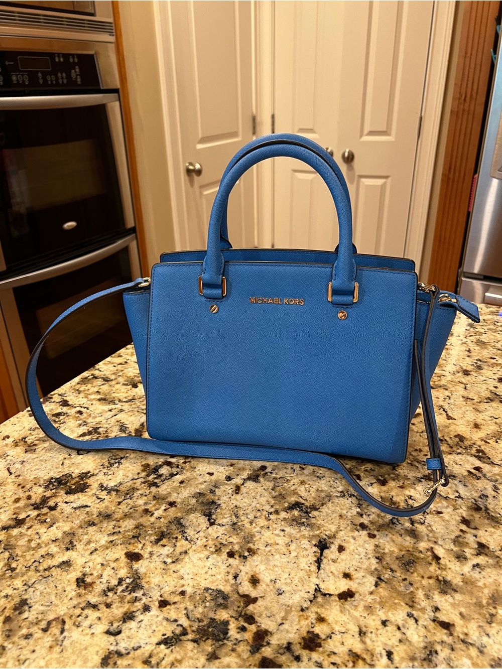 Michael Kors Bright Blue Saffiano Leather Satchel